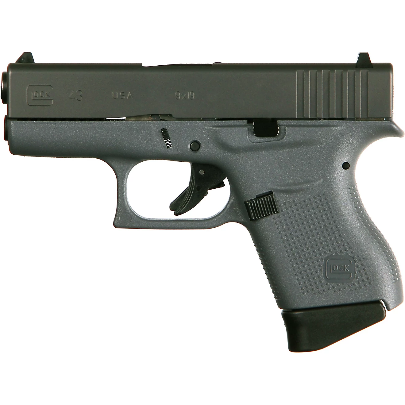 Glock G43 Gray/BLK 9mm Sub-Compact 6-Round Pistol